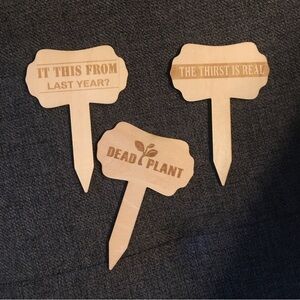 Set/3 Funny Plant Markets, Wood (THIRST)